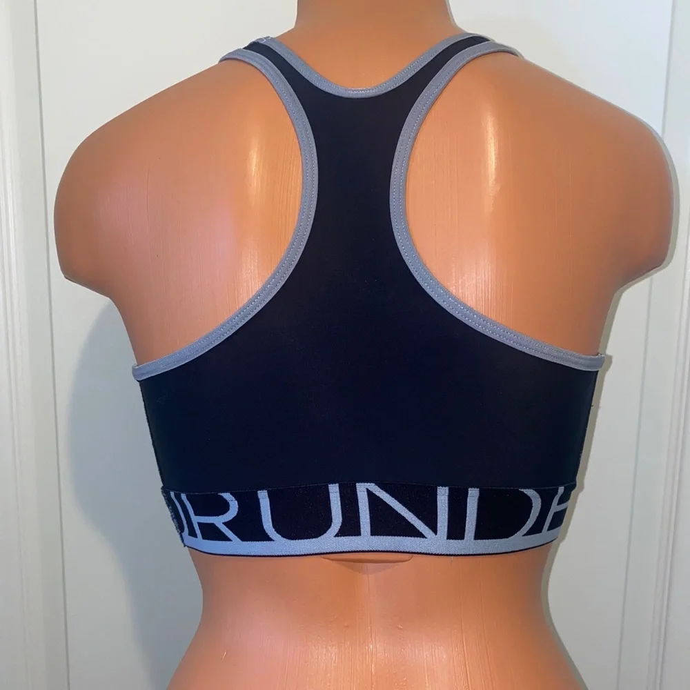 UA UNDER ARMOUR Sports Bra S Small Gray Black Racer Back EUC $45
